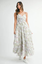 Floral Print Tiered Cami Maxi Dress Mable